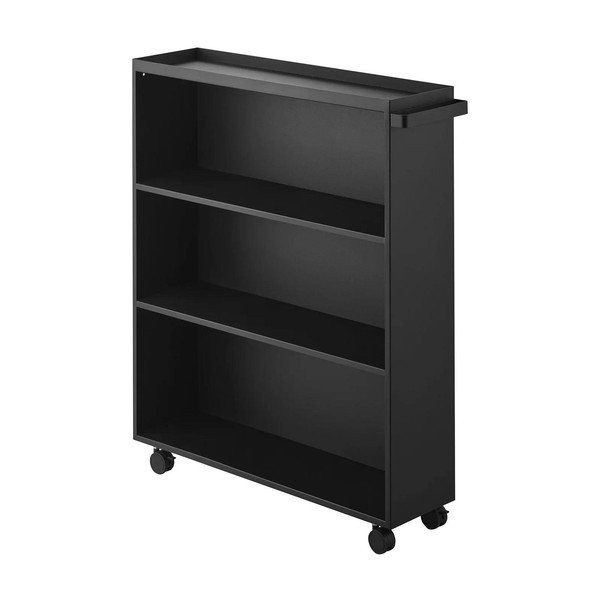 Juodos spalvos iš metalo lentyna ant ratukų 59x70x16 cm Tower – YAMAZAKI