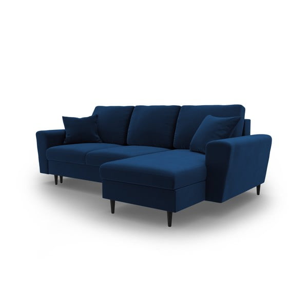 Mėlynos spalvos iš velveto sulankstoma/su sandėliavimo vieta kampinė sofa Kyoto – Cosmopolitan Design-image-4