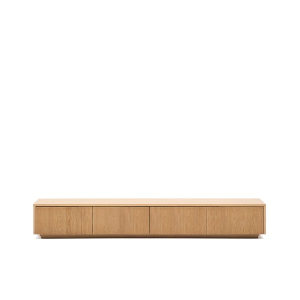 Natūralios spalvos TV spintelė iš ąžuolo 200x30x40 cm Helvine – Kave Home