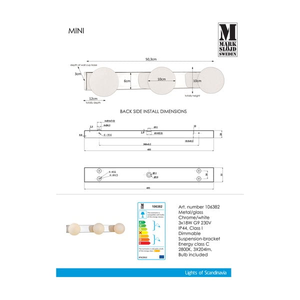 Sieninis šviestuvas Markslöjd MinI-image-2