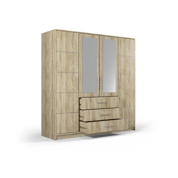 Ąžuolinė spinta su veidrodžiu 196x200 cm Derry - Cosmopolitan Design-image-4