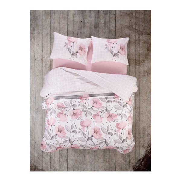 Ranforce medvilninė paklodė dvivietei lovai Juana Pink, 200 x 220 cm