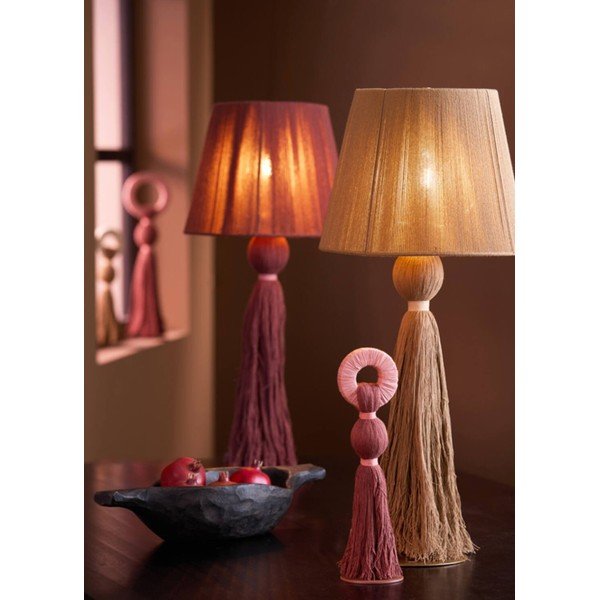 Tamsiai rudos spalvos stalinis šviestuvas (aukštis 58 cm) su tekstiliniu gaubtu Espino – Light & Living-image-1