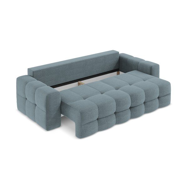 Mėlynos spalvos iš boucle sulankstoma sofa 255 cm Milu – Makamii-image-3