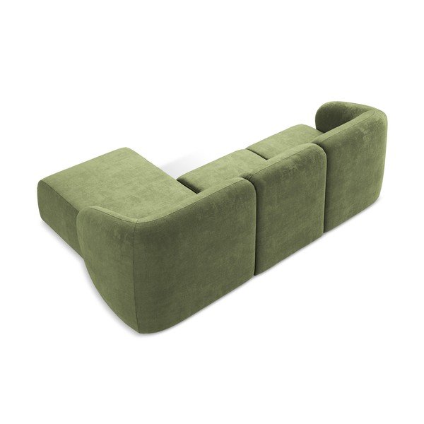 Žalios spalvos kampinė sofa iš šenilinio audinio (su dešiniuoju kampu/su gultu) Lani – Makamii-image-3