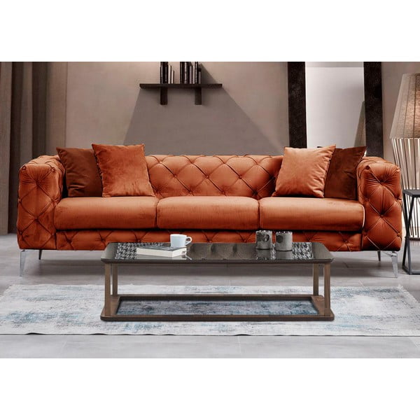 Sofa oranžinės spalvos iš velveto 237 cm Como – Artie-image-2