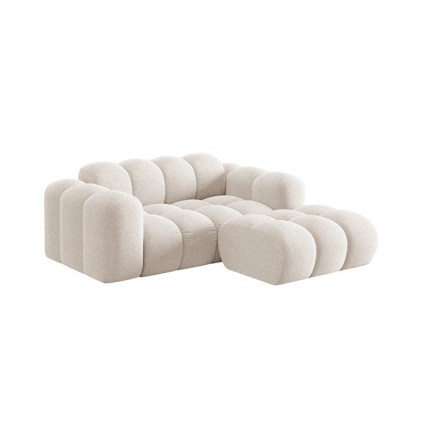 Kreminės spalvos iš šenilinio audinio kampinė sofa (su dešiniuoju kampu/su gultu) Treno – Cosmopolitan Design-image-1
