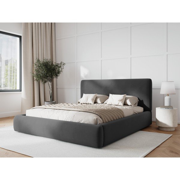 Dvigulė lova tamsiai pilkos spalvos audiniu dengta su sandėliavimo vieta su lovos grotelėmis 160x200 cm Colonel – Cosmopolitan Design-image-1