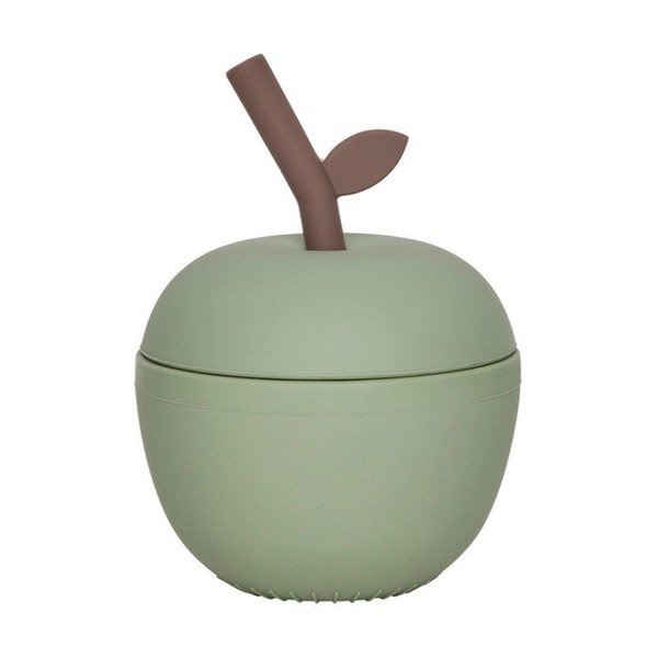 Žalios spalvos iš silikonas vaikiškas puodelis Apple – OYOY Mini