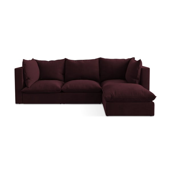 Bordo spalvos kampinė sofa (su dešiniuoju kampu/su gultu) Manao – Makamii