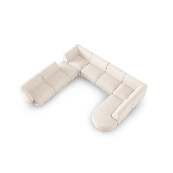 Smėlio spalvos iš šenilinio audinio kampinė sofa (su kairiuoju kampu/„U“ formos) Paolo – Milo Casa-image-1