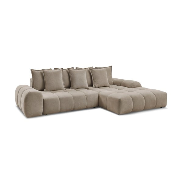 Taupe spalvos iš šenilinio audinio sulankstoma/su sandėliavimo vieta kampinė sofa (su dešiniuoju kampu/su gultu) Everest – Bobochic Paris-image-3