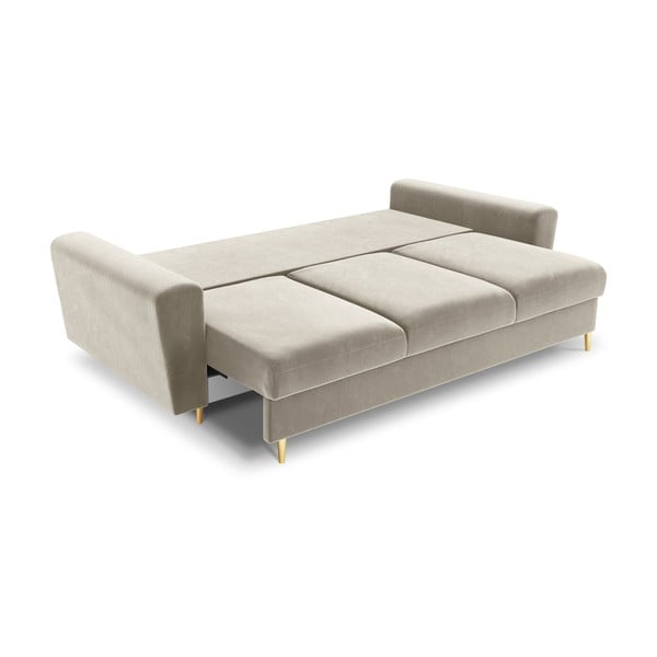 Smėlio spalvos iš velveto sulankstoma/su sandėliavimo vieta sofa 235 cm Kyoto – Cosmopolitan Design-image-2