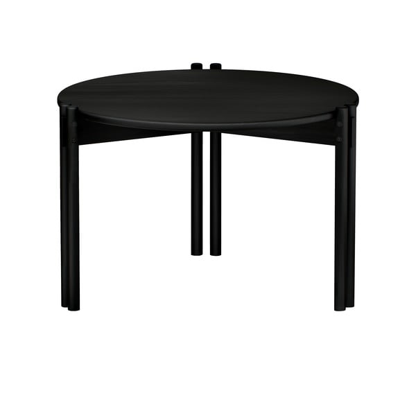 Apvalios formos kavos staliukas iš pušies masyvo juodos spalvos ø 60 cm Sticks – Karup Design