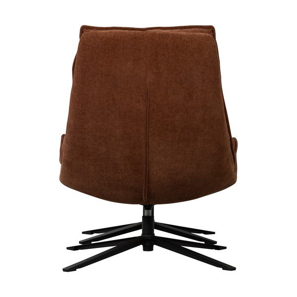Rudos spalvos iš šenilinio audinio sukamasis fotelis su atrama kojoms Kube – WOOOD-image-4