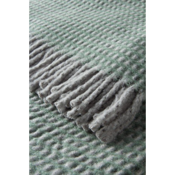 Žalios spalvos iš medvilnės mišinio antklodė ir pledas 140x180 cm Uniwaffle – Euromant-image-1