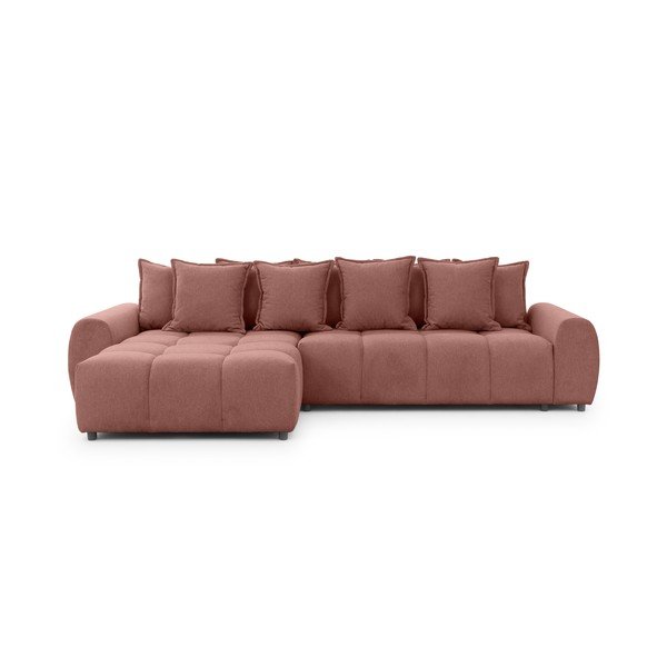 Terakotos spalvos kampinė sofa (su kairiuoju kampu/su gultu) Albane  – Ropez