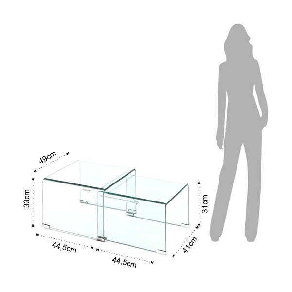 Iš stiklo kavos staliukai 2 vnt. 44.5x49 cm Cristal – Tomasucci-image-4