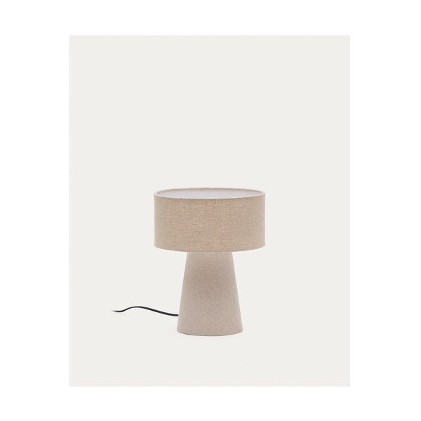 Pilkai smėlinės spalvos stalinis šviestuvas (aukštis 35 cm) su tekstiliniu gaubtu Algaida – Kave Home-image-4