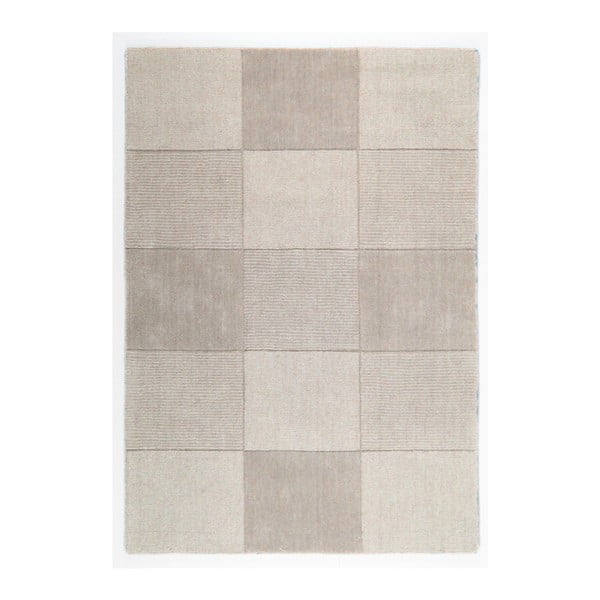 Smėlio spalvos vilnonis kilimas "Flair Rugs" Kvadratai, 150 x 210 cm