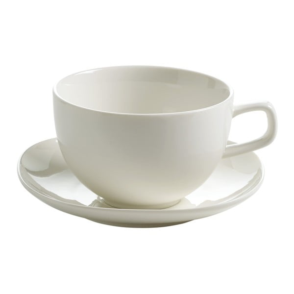 4 porcelianinių pusryčių puodelių su lėkštute rinkinys "Maxwell & Williams Bisou", 580 ml