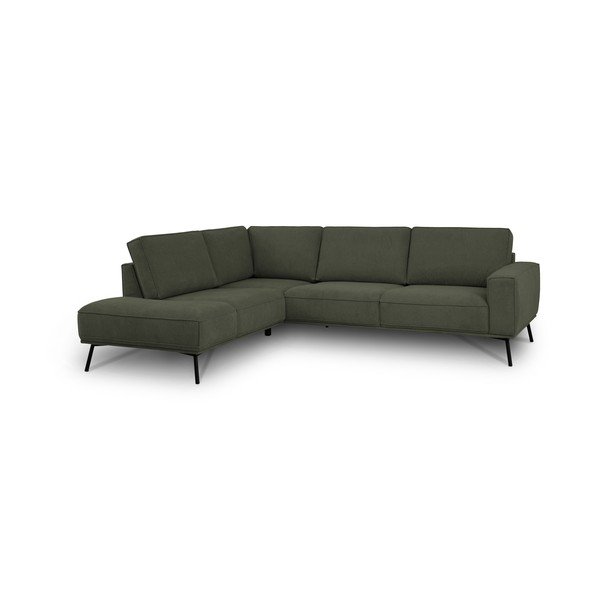 Tamsiai žalios spalvos kampinė sofa iš šenilinio audinio (su kairiuoju kampu/„L“ formos) Amsterdam – Scandic-image-2