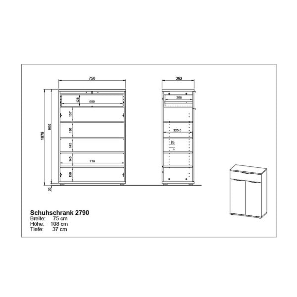 Ąžuolo apdailos batų spinta su stalčiais Fremont - Germania-image-4