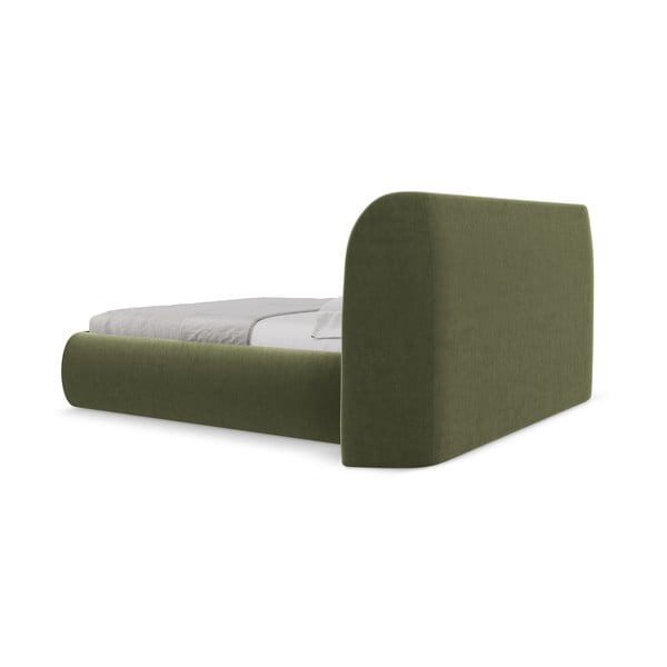 Žalios spalvos dvigulė lova audiniu dengta su sandėliavimo vieta su lovos grotelėmis 160x200 cm Hauke – Makamii-image-4