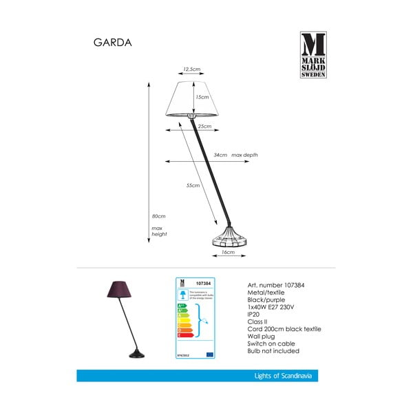 Juodos ir violetinės spalvos stalinis šviestuvas Markslöjd Garda-image-2