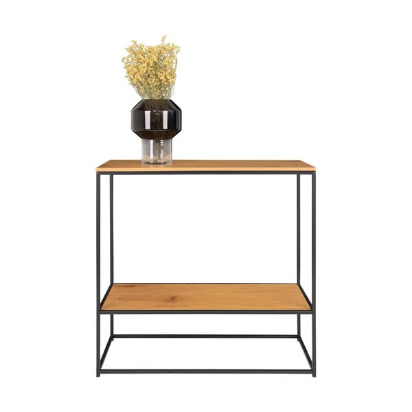 Konsolinis staliukas natūralios spalvos su ąžuolo dekoro stalviršiu 80x36 cm Vita – House Nordic-image-3