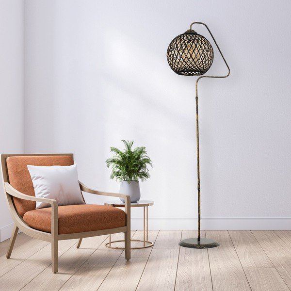 Pastatomas šviestuvas juodos spalvos/auksinės spalvos (aukštis 154 cm) iš džiuto – Opviq lights-image-2