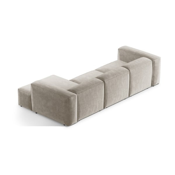 Smėlio spalvos iš kordinio velveto kampinė sofa (su dešiniuoju kampu/su gultu) Bergamo – Cosmopolitan Design-image-4