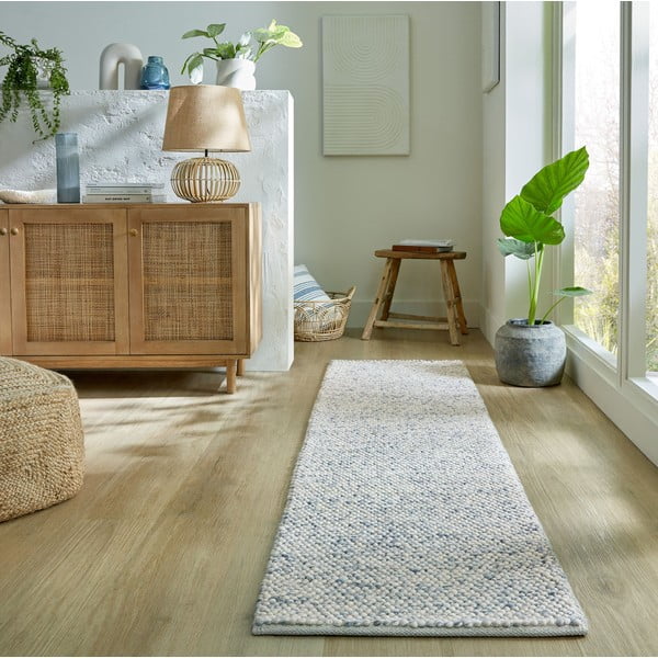 Rankų darbo iš vilnos mišinio kilimas šviesiai mėlynos spalvos 60x230 cm Minerals – Flair Rugs-image-1