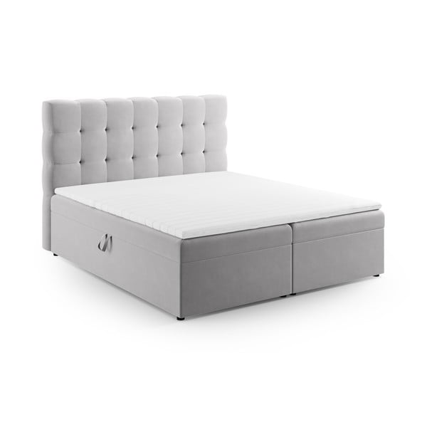 Spyruoklinė lova šviesiai pilkos spalvos su sandėliavimo vieta 160x200 cm Bali – Cosmopolitan Design