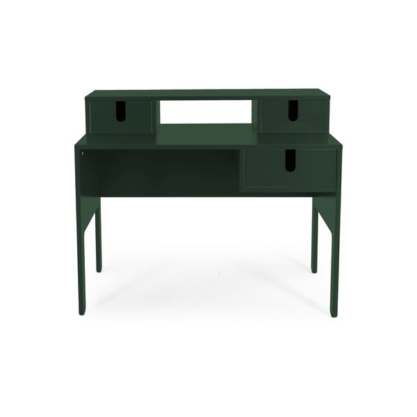 Tamsiai žalias darbo stalas su 3 stalčiais Tenzo Uno