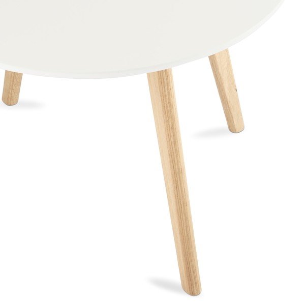 Baltas žurnalinis staliukas su ąžuolinėmis kojomis Furnhouse Life, Ø 60 cm-image-2