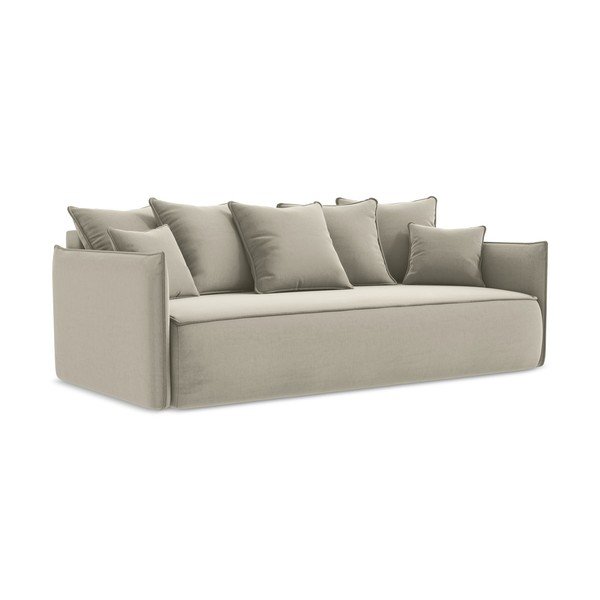 Smėlio spalvos iš velveto sulankstoma/su sandėliavimo vieta sofa 225 cm Hula – Makamii-image-1