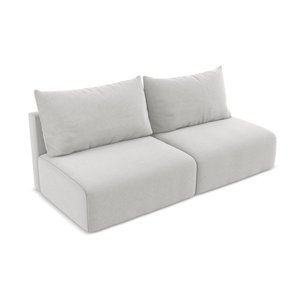 Šviesiai pilkos spalvos sulankstoma/su sandėliavimo vieta sofa iš velveto 216 cm Kalena – Makamii-image-3