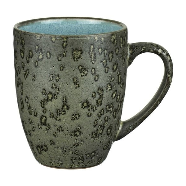 Žalios ir pilkos spalvos akmens masės puodelis su šviesiai mėlyna vidine glazūra "Bitz Mensa", 300 ml