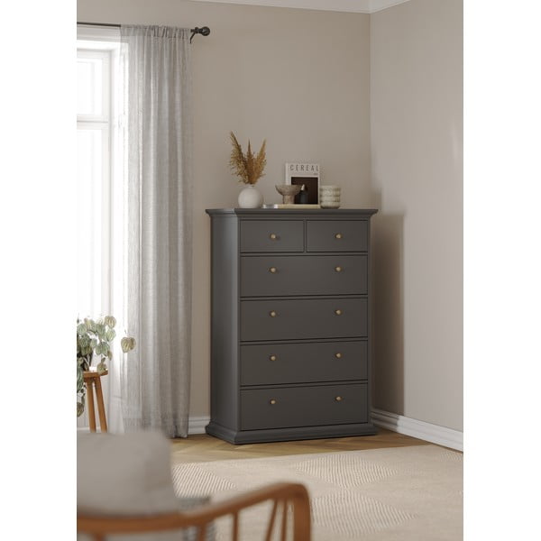 Aukšta šoninė spintelė pilkos spalvos 96x140 cm Paris – Tvilum-image-1