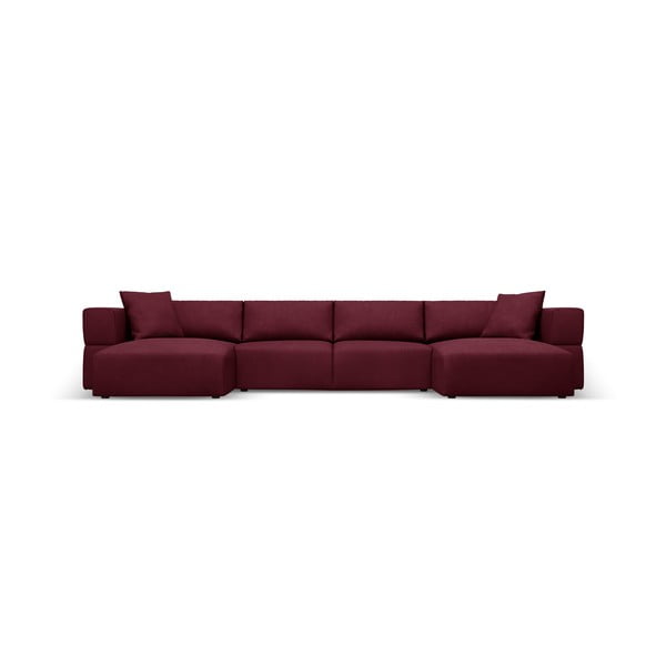 Kampinė sofa bordo spalvos („U“ formos) Esther – Milo Casa
