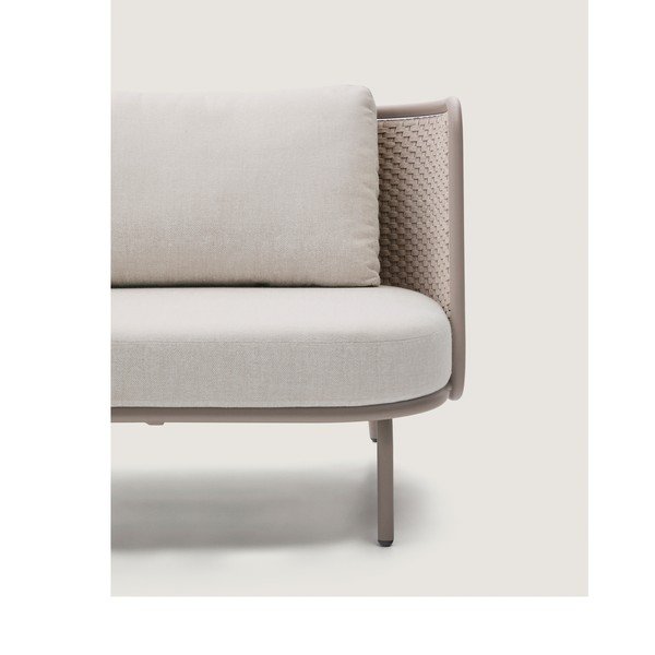 Kreminės spalvos/taupe spalvos paminkštinto audinio sodo krėslas Sedalis – Kave Home-image-2