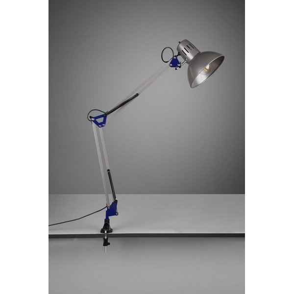 Sidabrinės spalvos stalinis šviestuvas su sulankstoma konstrukcija/su segtuku (aukštis 73,5 cm) Tajo – Trio-image-2