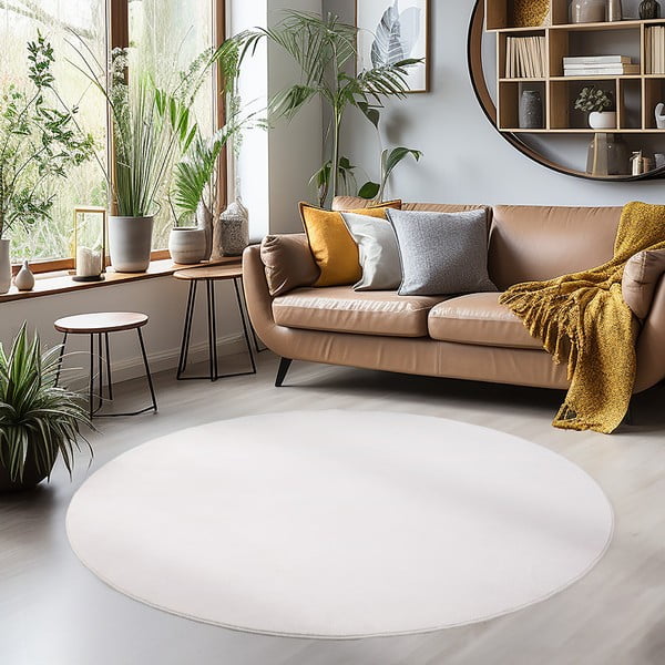 Skalbiamas apvalios formos kilimas kreminės spalvos ø 200 cm Sky – Ayyildiz Carpets-image-1