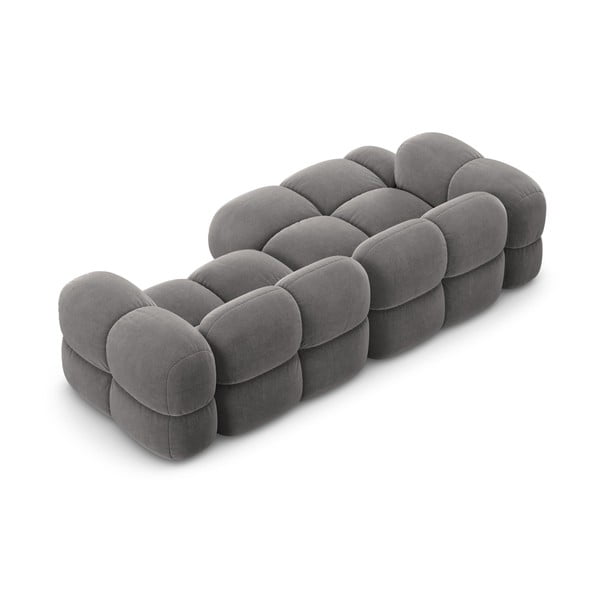 Pilkos spalvos iš velveto kampinė sofa (su kairiuoju kampu/su gultu) Loretto – Cosmopolitan Design-image-4
