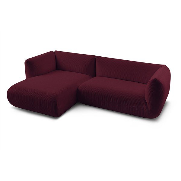 Bordo spalvos velvetinė kampinė sofa (kairysis kampas) Lecomte - Bobochic Paris-image-4