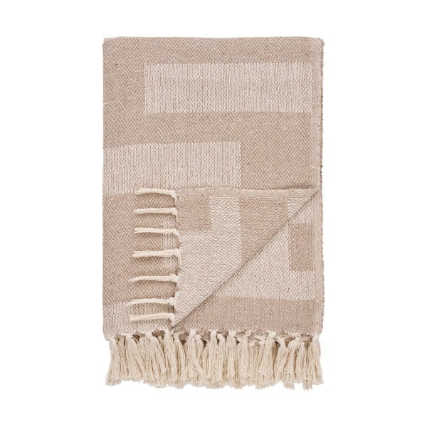 Šviesiai rudos spalvos iš perdirbtos medvilnės antklodė ir pledas 130x180 cm Adana – House Nordic