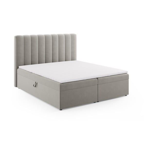 Spyruoklinė lova pilkos spalvos su sandėliavimo vieta 180x200 cm Gina – Milo Casa