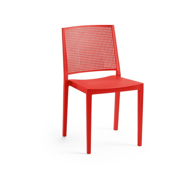 Plastikinė sodo kėdė raudonos spalvos Grid – Rojaplast