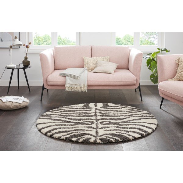 Pilkos/smėlio spalvos apvalus kilimas ø 160 cm Striped Animal - Ragami-image-1